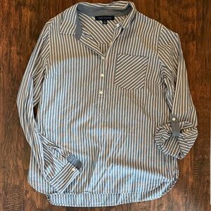 Tommy Hilfiger 100% Cotton Blue and White Striped Button-Down Shirt